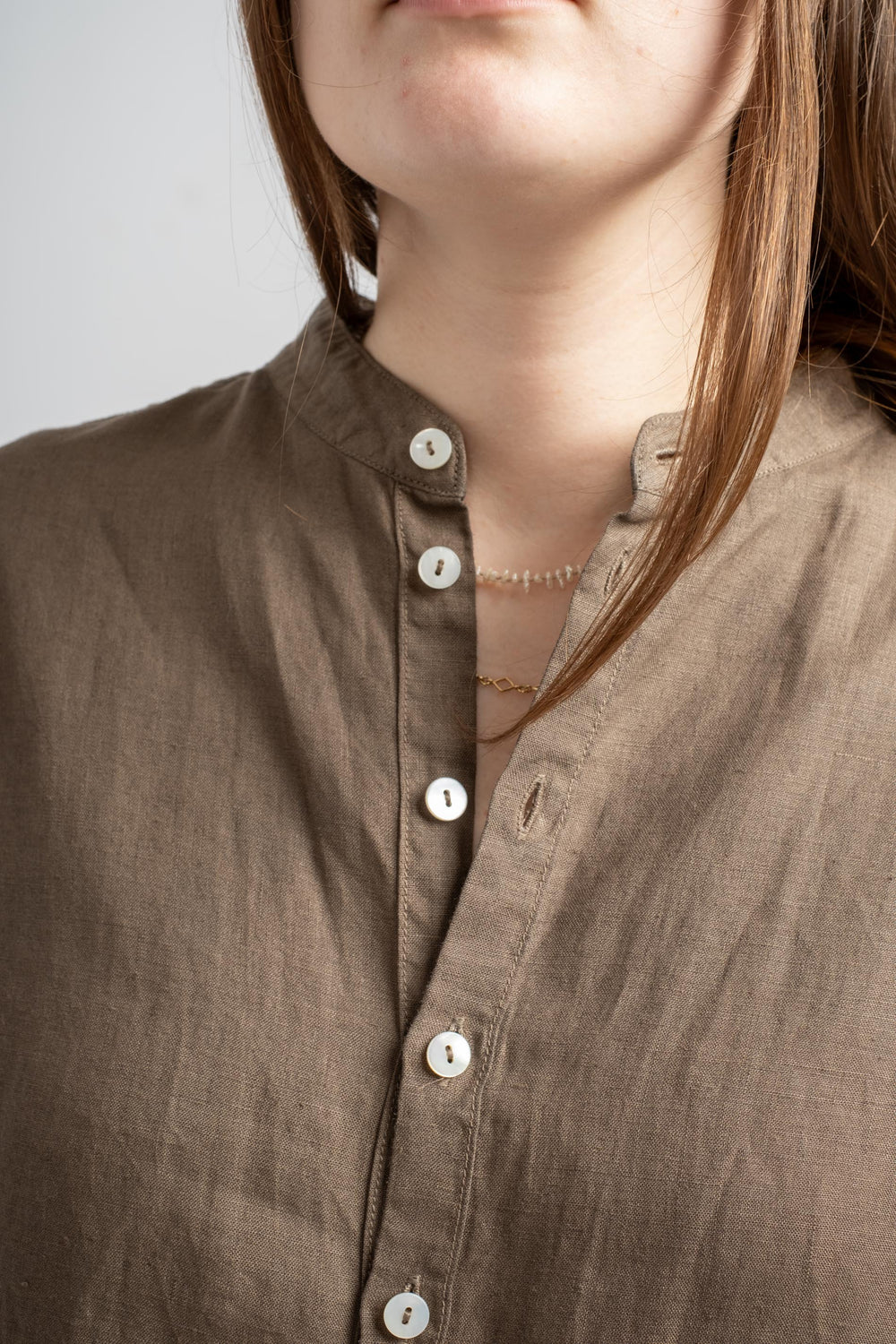 Plant Dyed Long Shirt in Dark Walnut