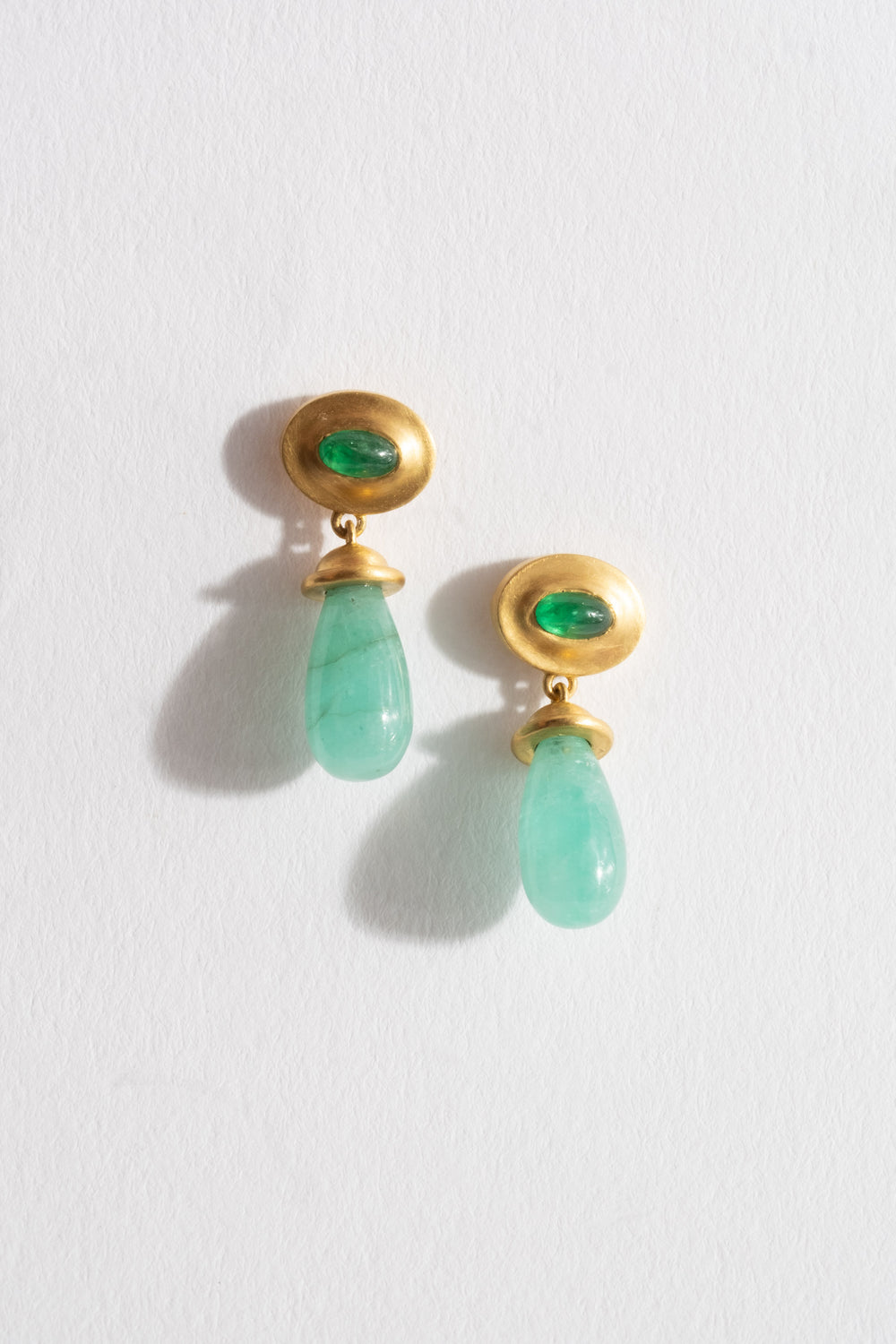 Prounis Emerald Alabastra Dangle Earrings Front