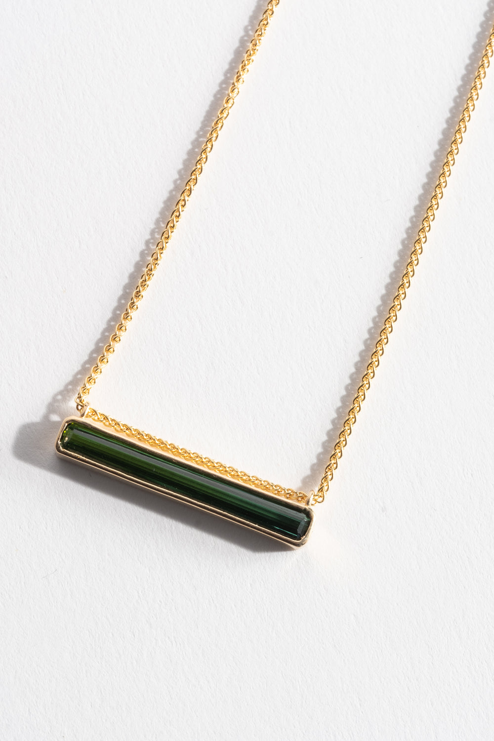 2.5c Green Tourmaline Baguette Una Necklace