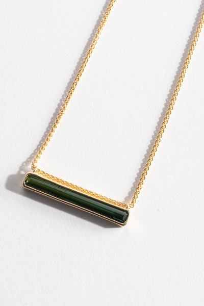 2.5c Green Tourmaline Baguette Una Necklace