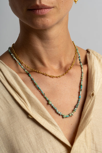 22K + Ancient Tibetan Turquoise Strand