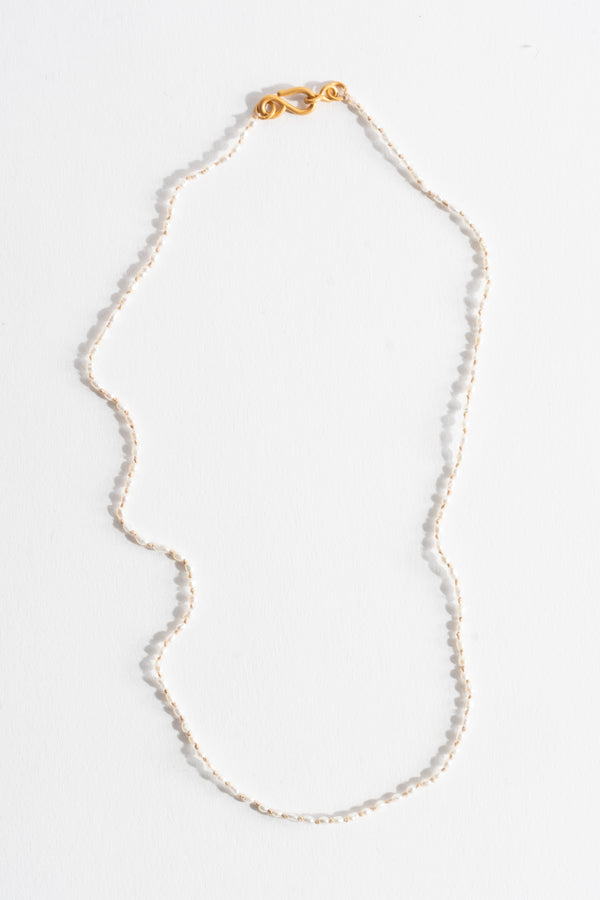 22K + Tiny White Seed Pearl Strand