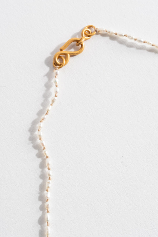 22K + Tiny White Seed Pearl Strand