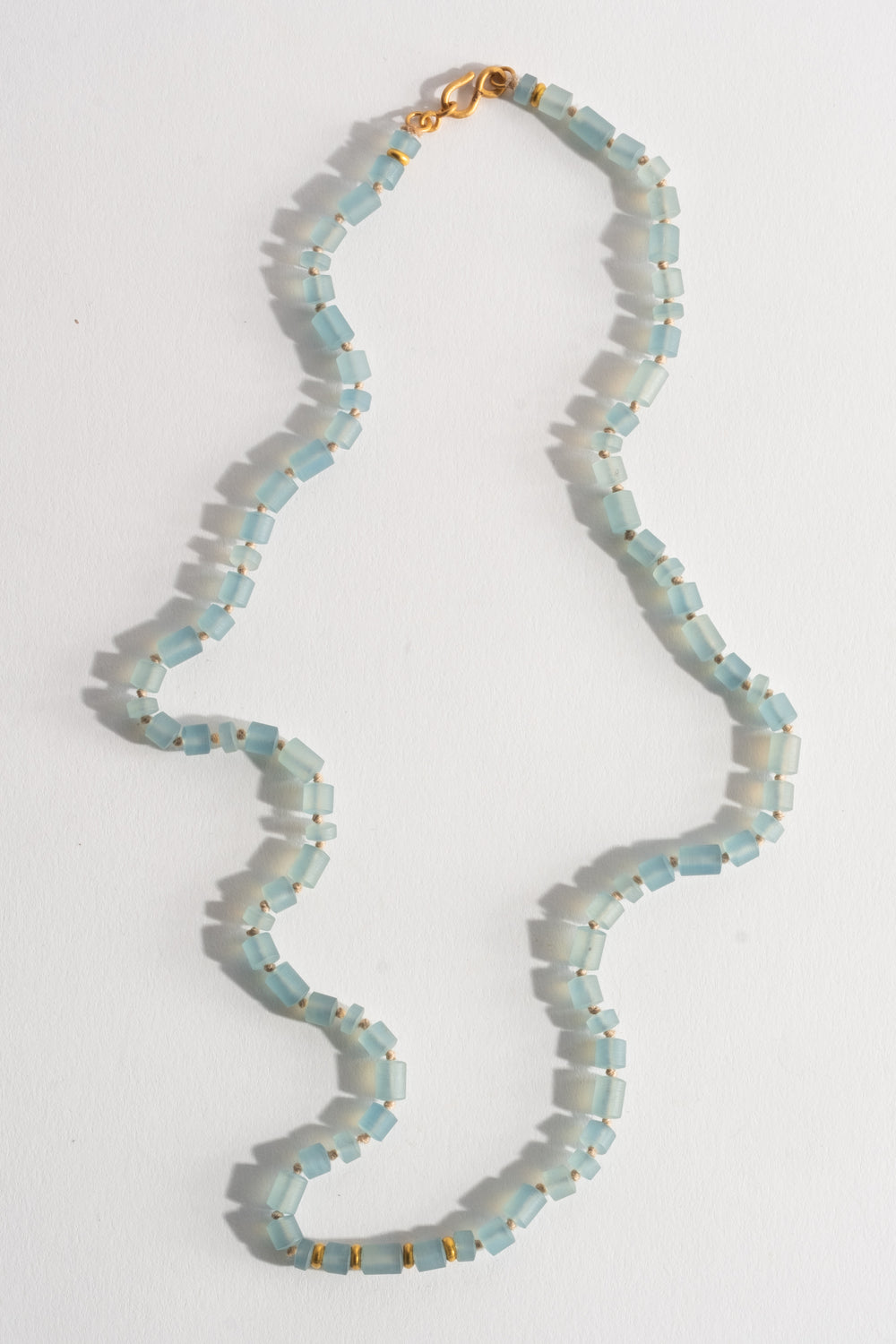 3x5mm 22K + Aquamarine Bead Strand