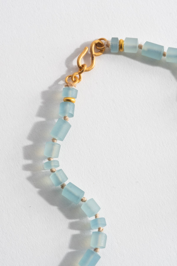 3x5mm 22K + Aquamarine Bead Strand