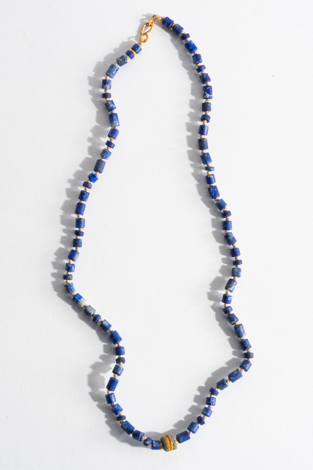 5mm 22K + Lapis with Antique African Beads Strand