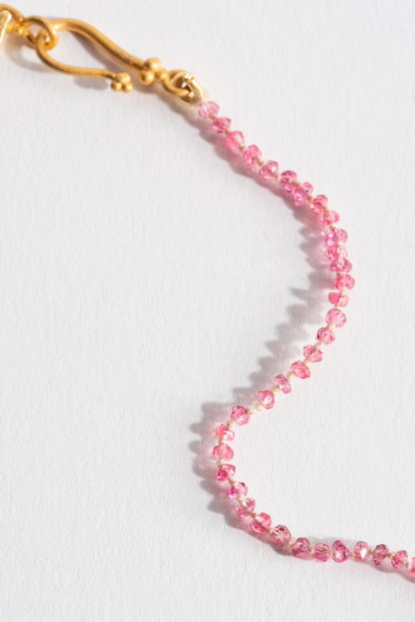 22K + Faceted Pink Spinel Strand