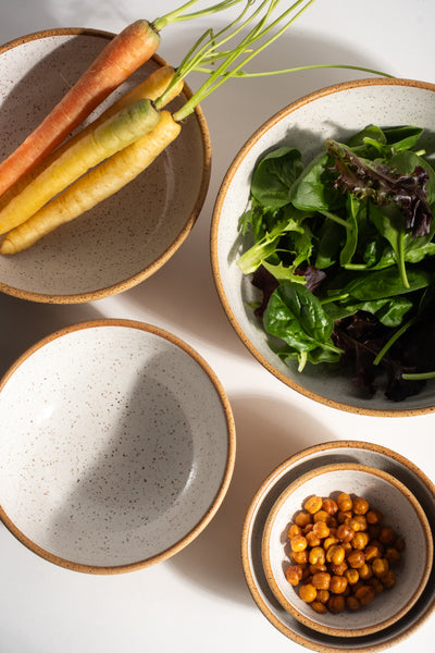Nesting Bowls in Nude + White