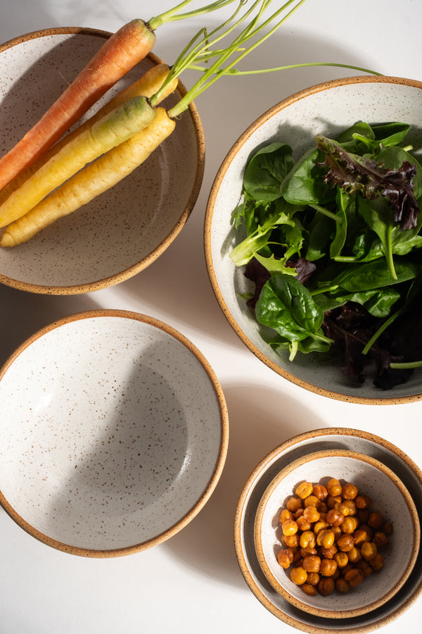 Nesting Bowls in Nude + White