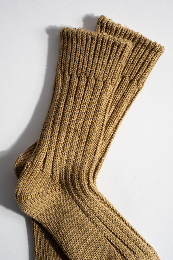 Chunky Ribbed Crew Sock in Olive