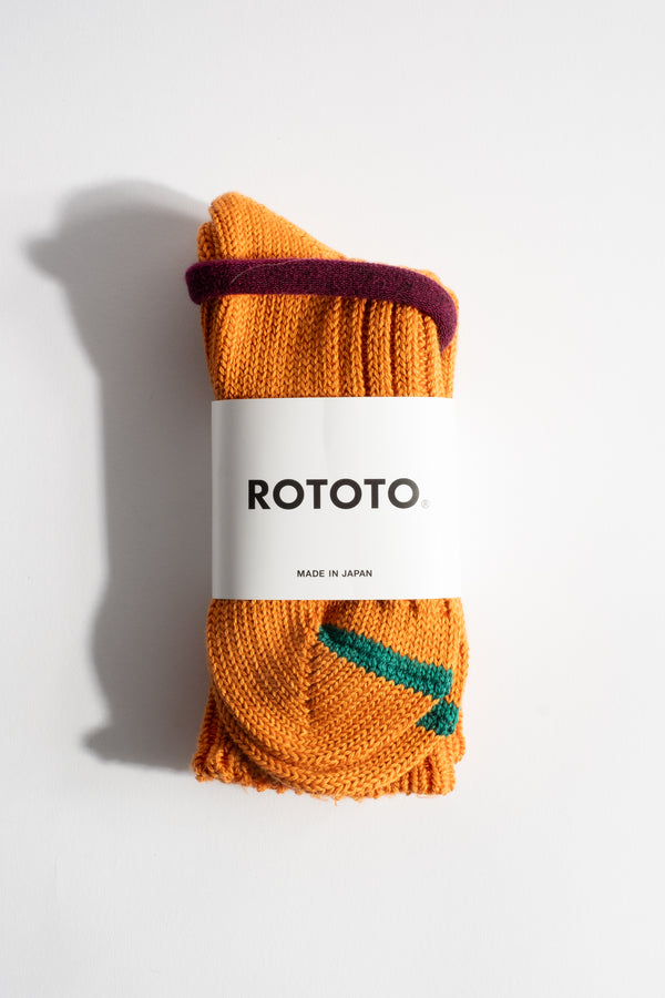 Chunky Ribbed Crew Sock in Orange Peel