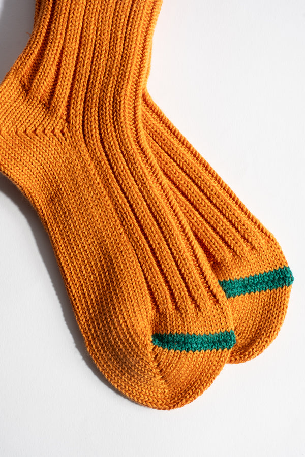 Chunky Ribbed Crew Sock in Orange Peel