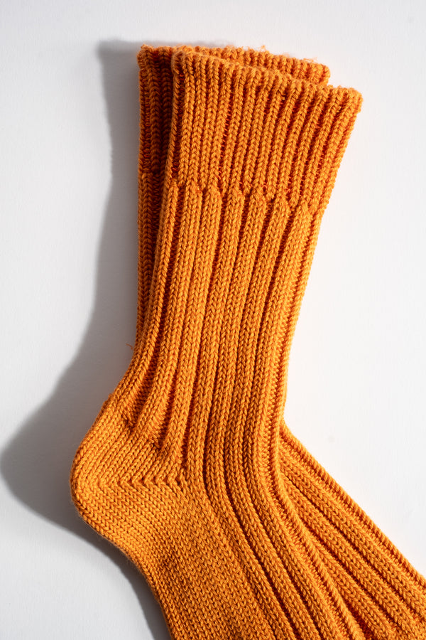 Chunky Ribbed Crew Sock in Orange Peel