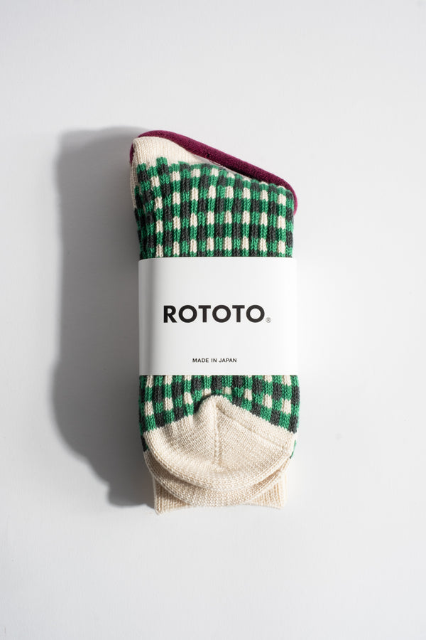 Gingham Check Sock in Green