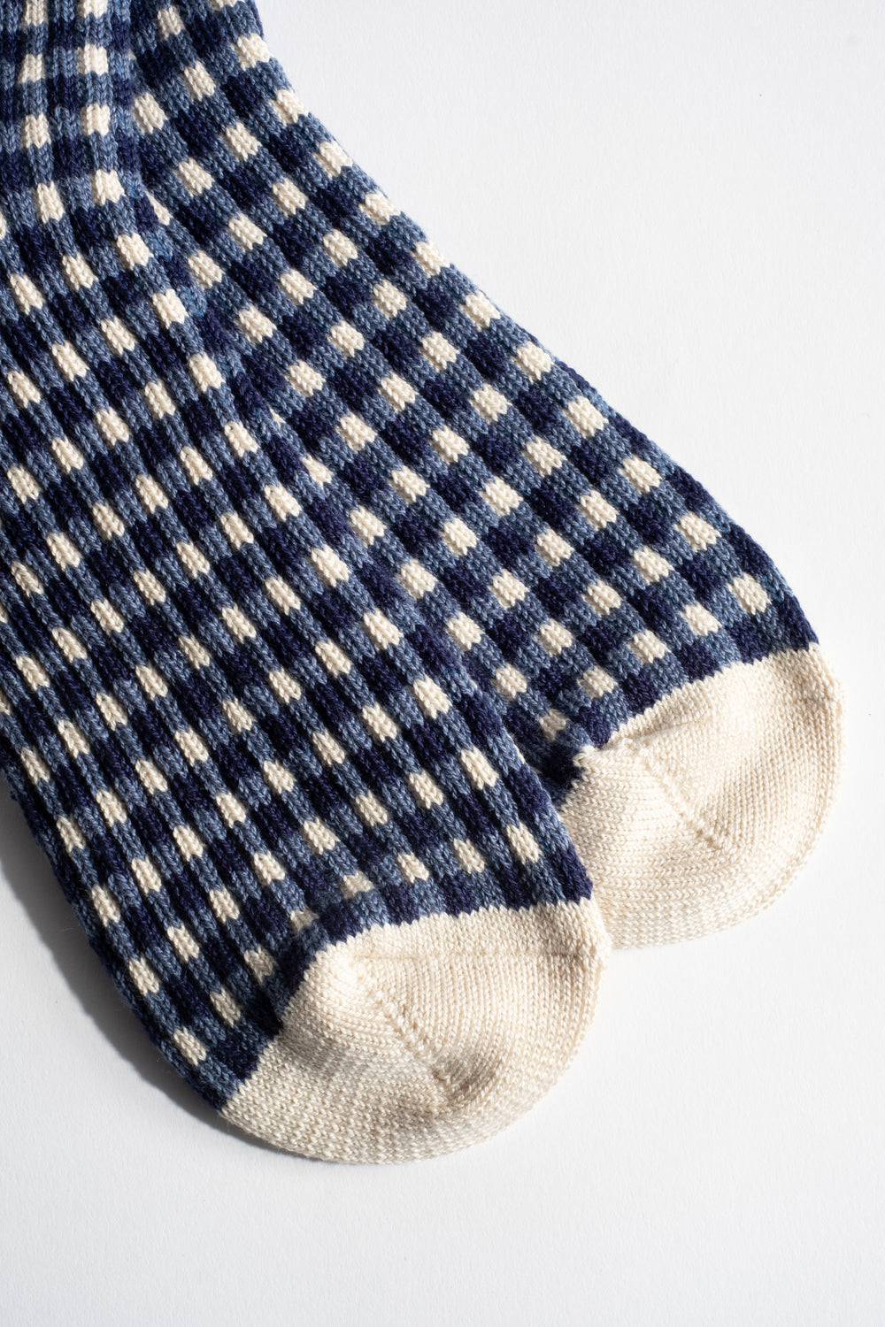 Gingham Check Sock in Navy