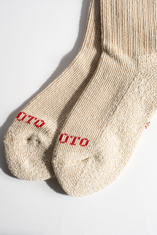 Pile Stripe Marl Sock in Beige + Black Stripe