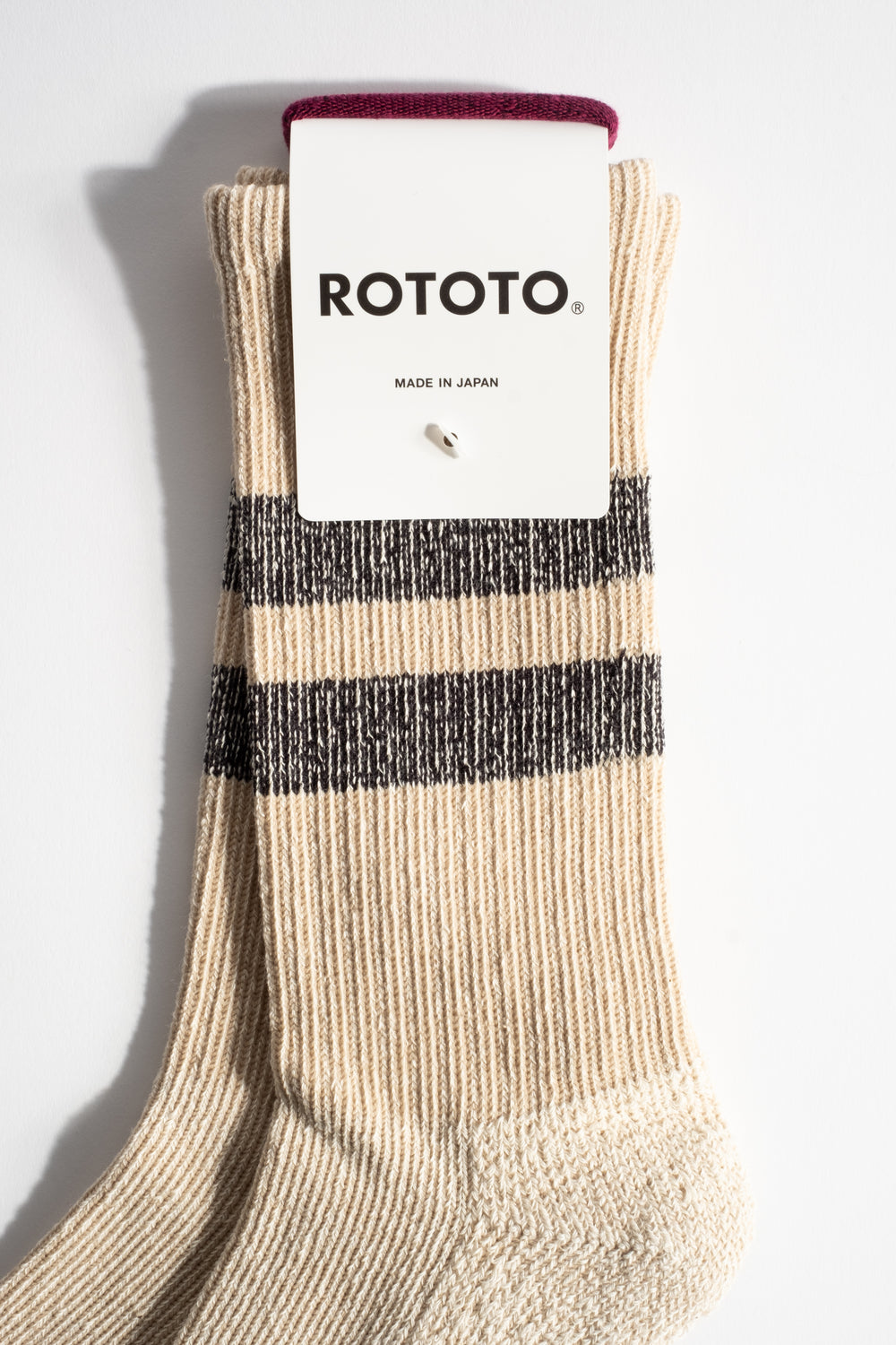 Pile Stripe Marl Sock in Beige + Black Stripe