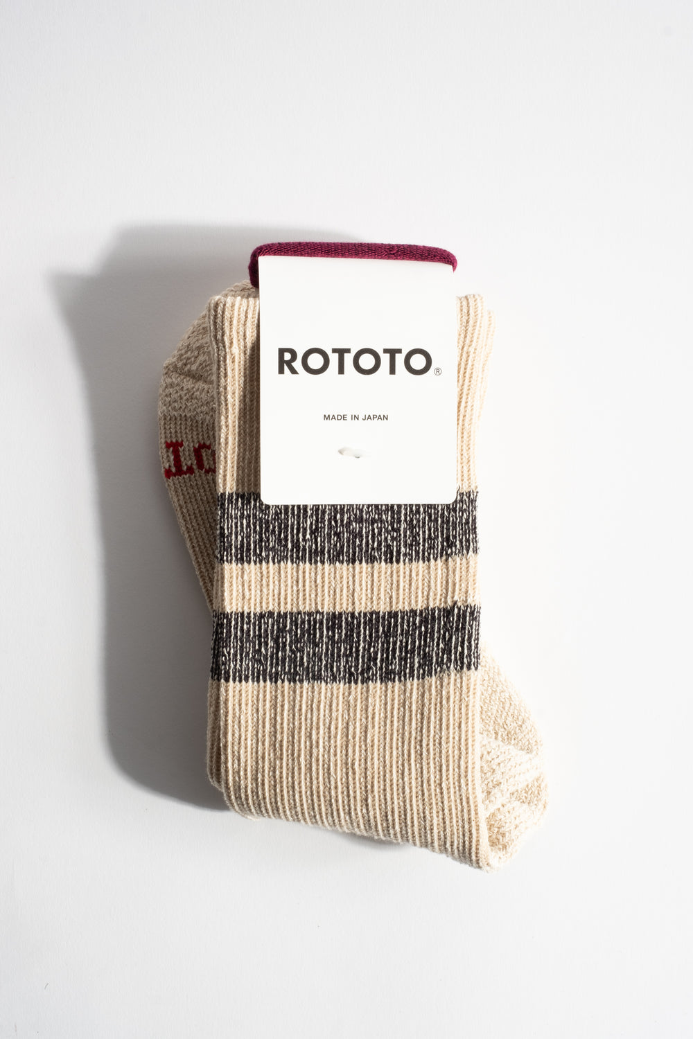 Pile Stripe Marl Sock in Beige + Black Stripe