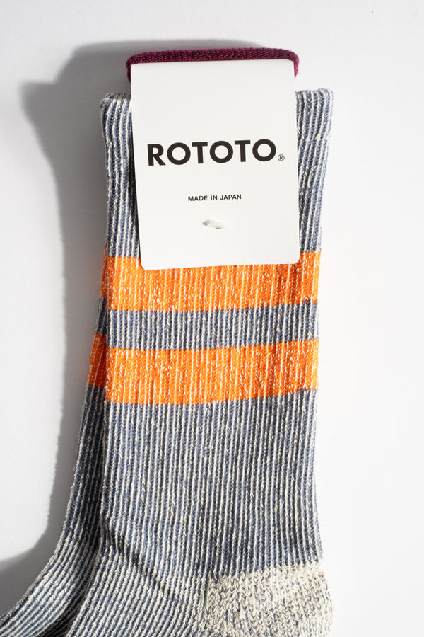 Pile Stripe Marl Sock in Blue + Orange