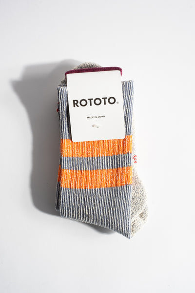 Pile Stripe Marl Sock in Blue + Orange