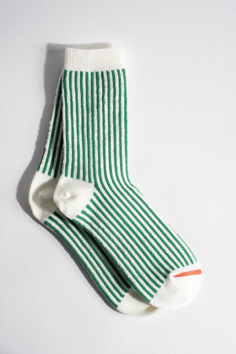 Stripe Sock in White + Green