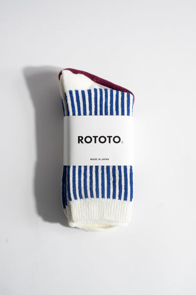 Stripe Sock in White + Royal Blue