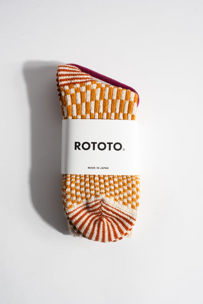 Warped Checker Crew Sock in Gold