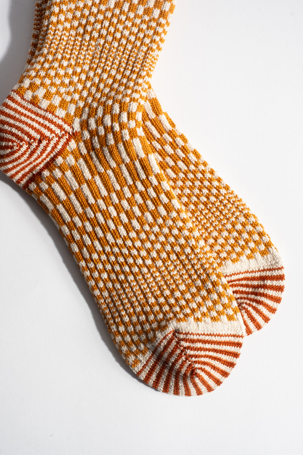 Warped Checker Crew Sock in Gold