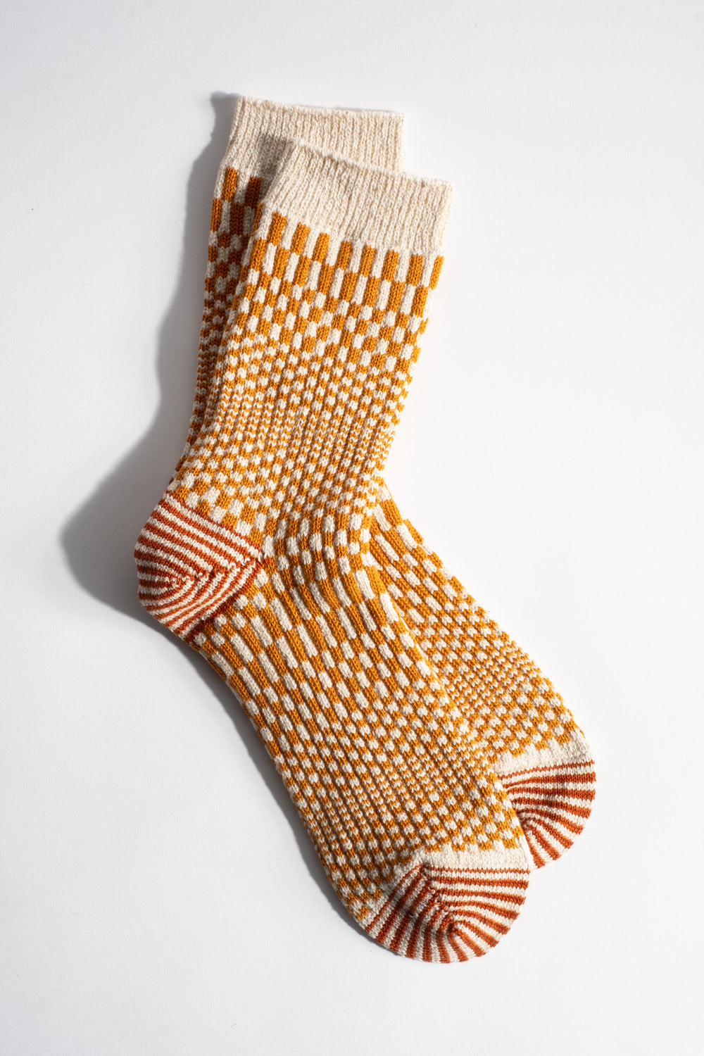 Warped Checker Crew Sock in Gold