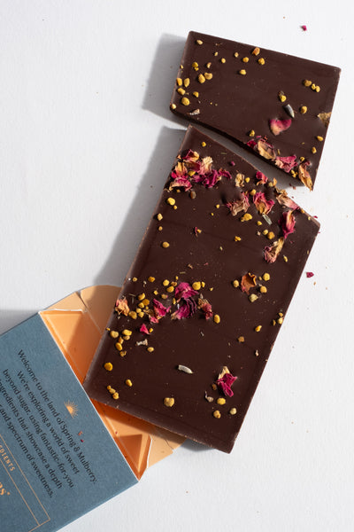 Lavender, Bee Pollen + Rose Petal Chocolate Bar