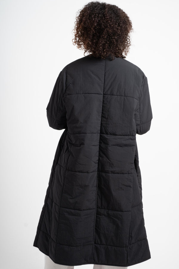 Ara Collarless Padded Coat in Darkest Navy Back