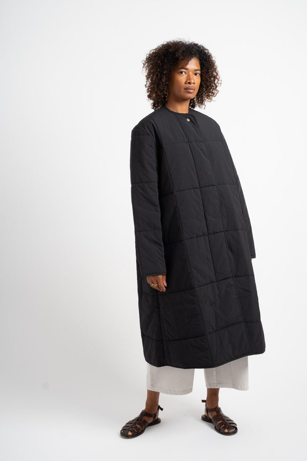 Ara Collarless Padded Coat in Darkest Navy Front