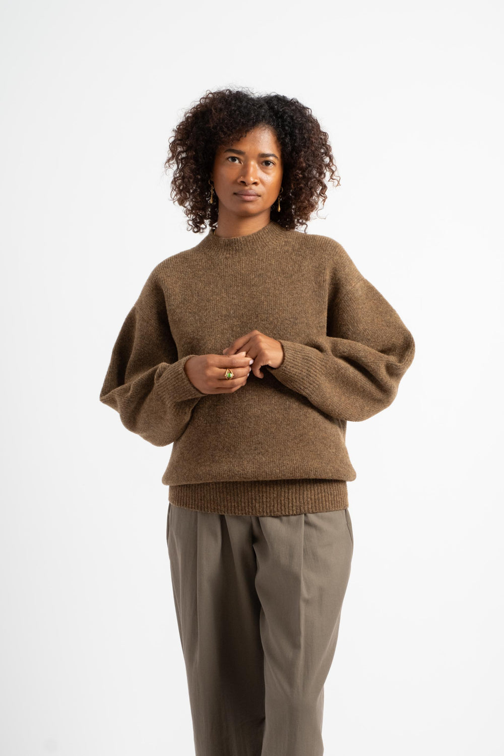 Studio Nicholson Sirio Crewneck in Nutmeg Front 2