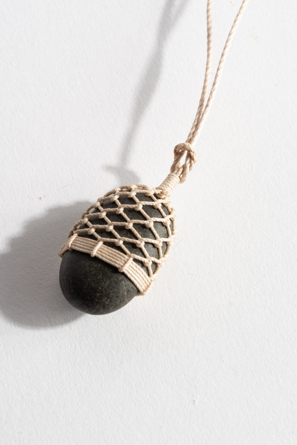 Stone + Linen Pendant No. 15