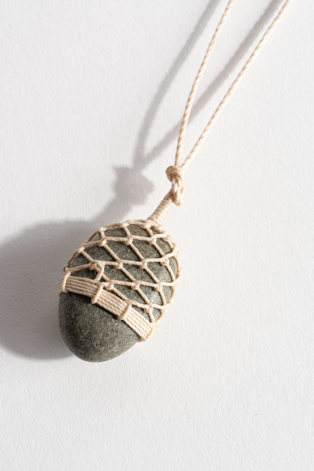 Stone + Linen Pendant No. 16