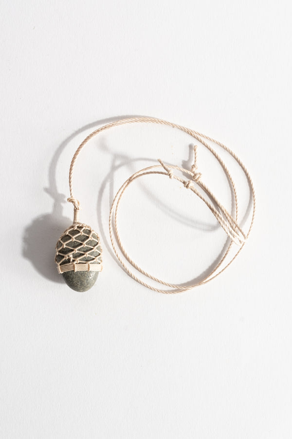 Stone + Linen Pendant No. 16