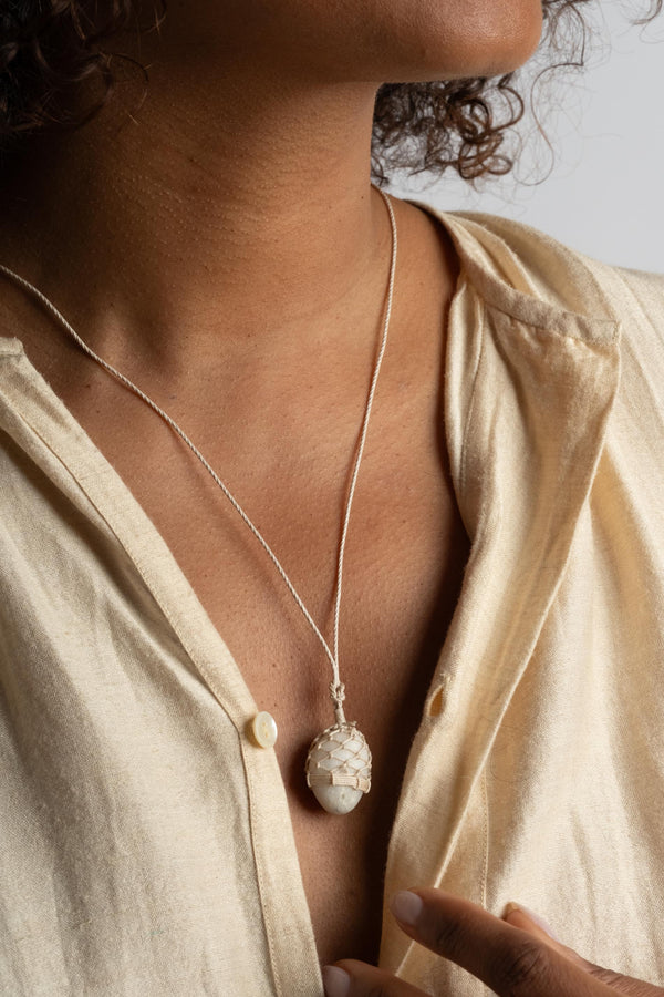 Stone + Linen Pendant No. 17