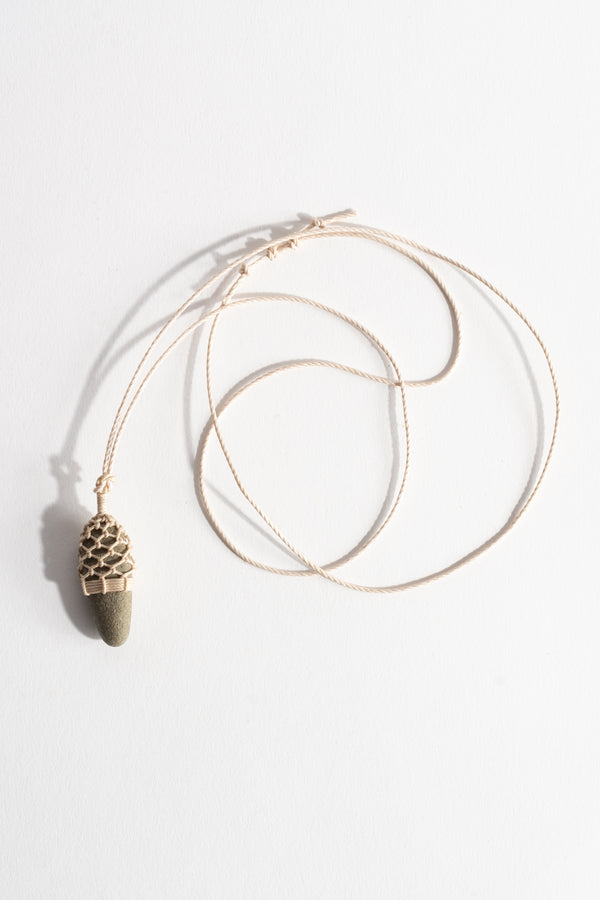 Stone + Linen Pendant No. 18