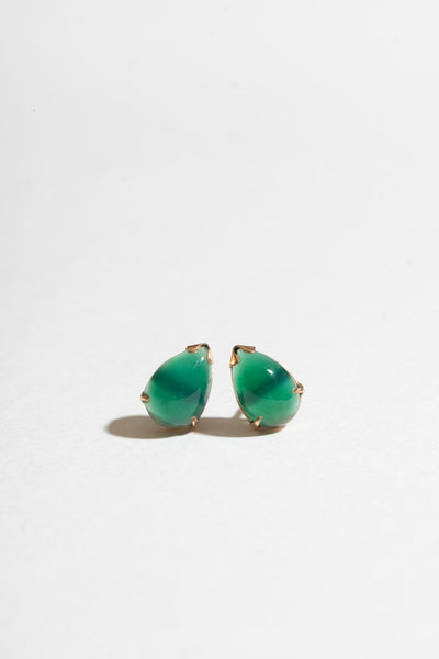 Vintage 10K Chrysophrase Drop Studs