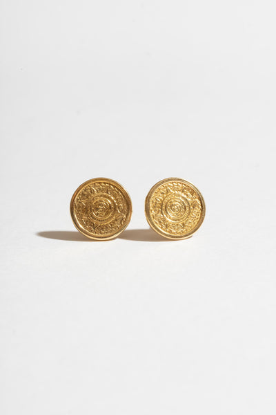 Vintage 14K Aztec Medallion Studs