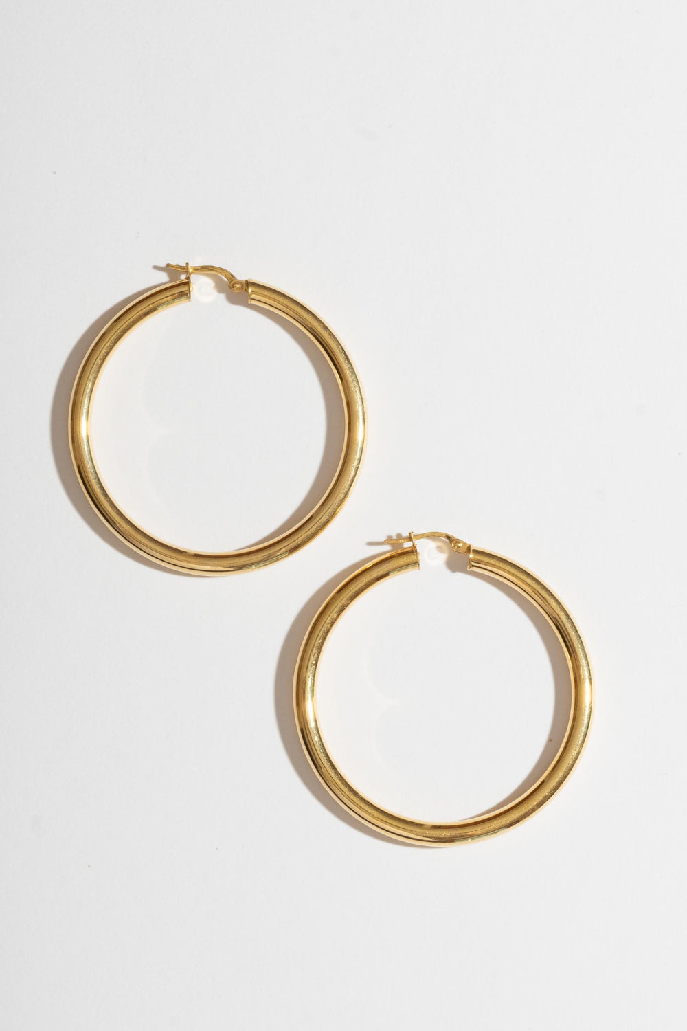 Vintage 14K Big Round Gold Hoops