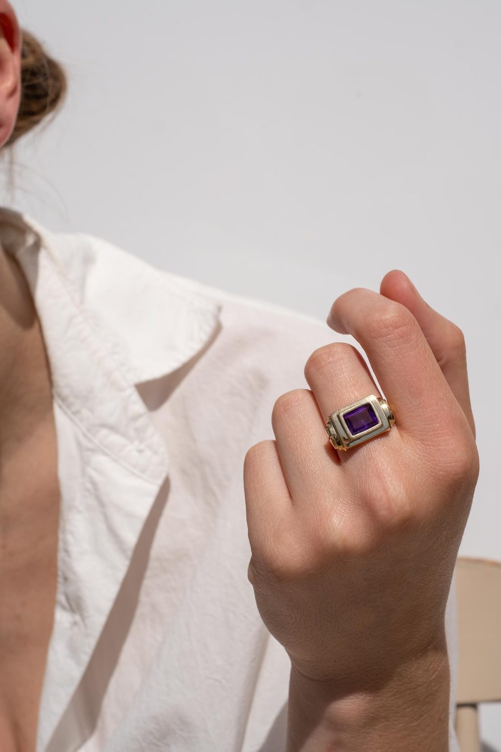 14K Chunky Amethyst Ring