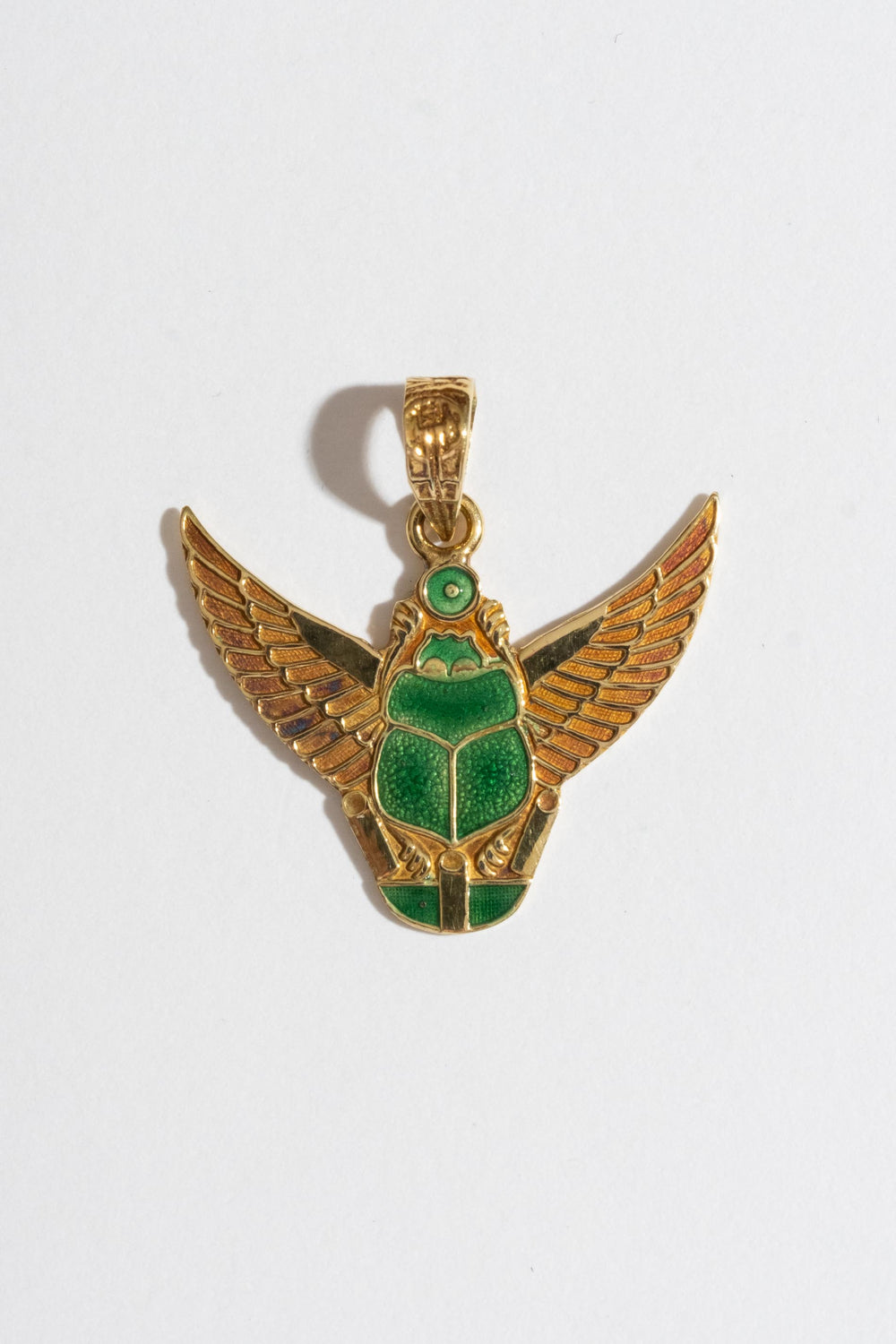 Vintage 14K Enamel Scarab Pendant