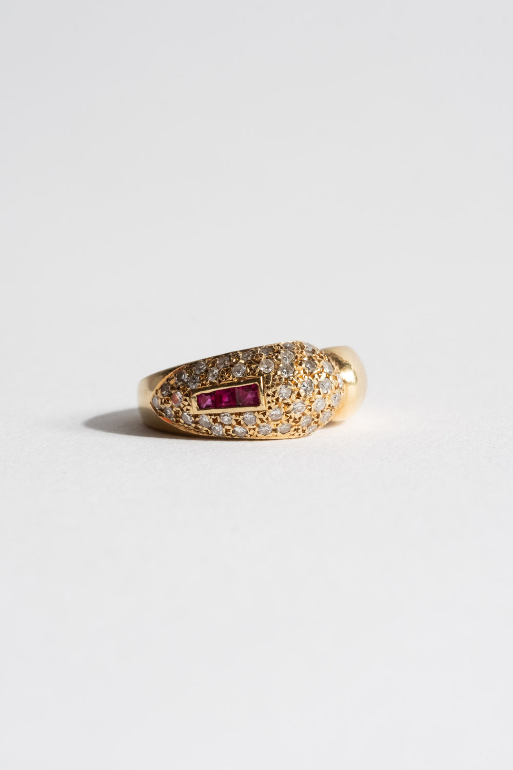 14K Diamond + Ruby Modernist Ring