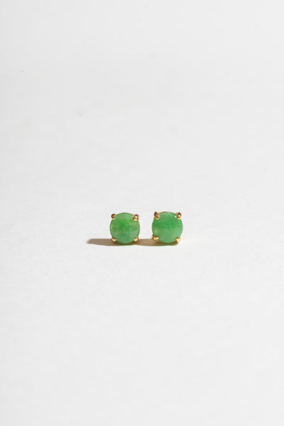 Vintage 18K Jade Studs Front