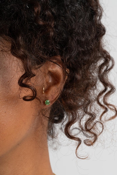 Vintage 18K Jade Studs on Model