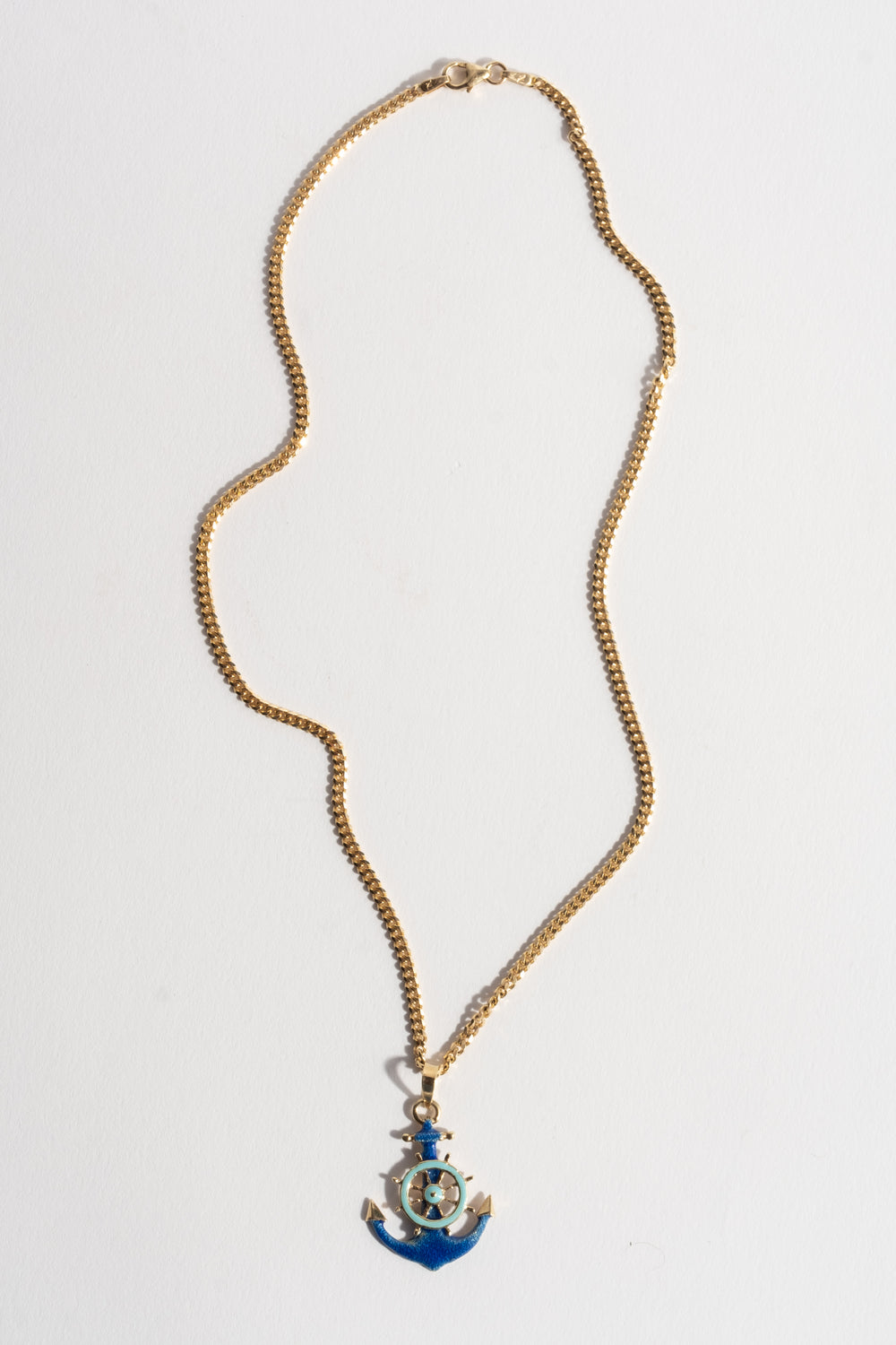 14K Enamel Anchor Pendant