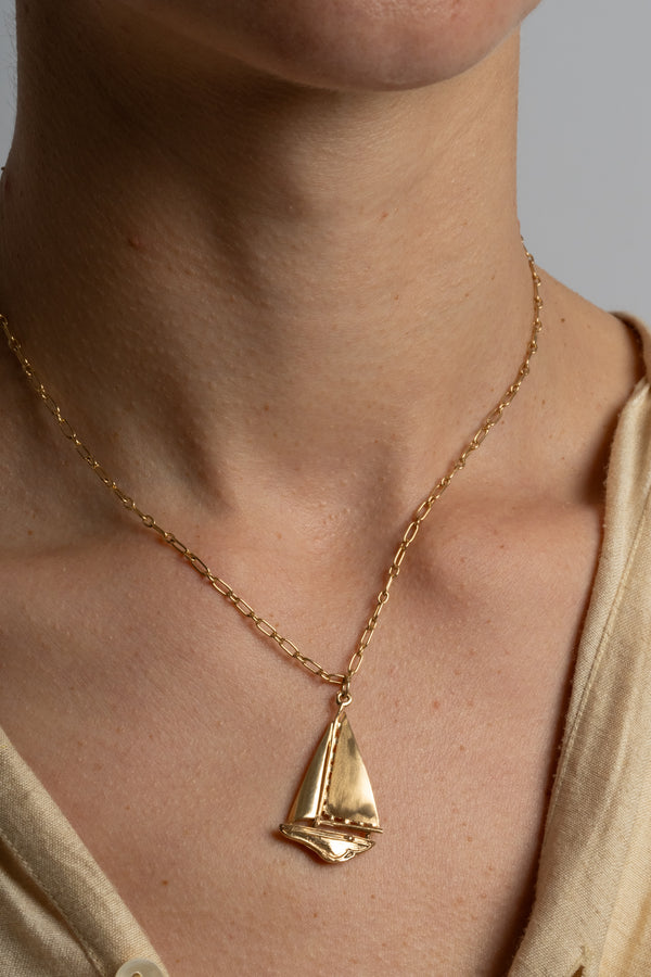 14K Sailboat Pendant