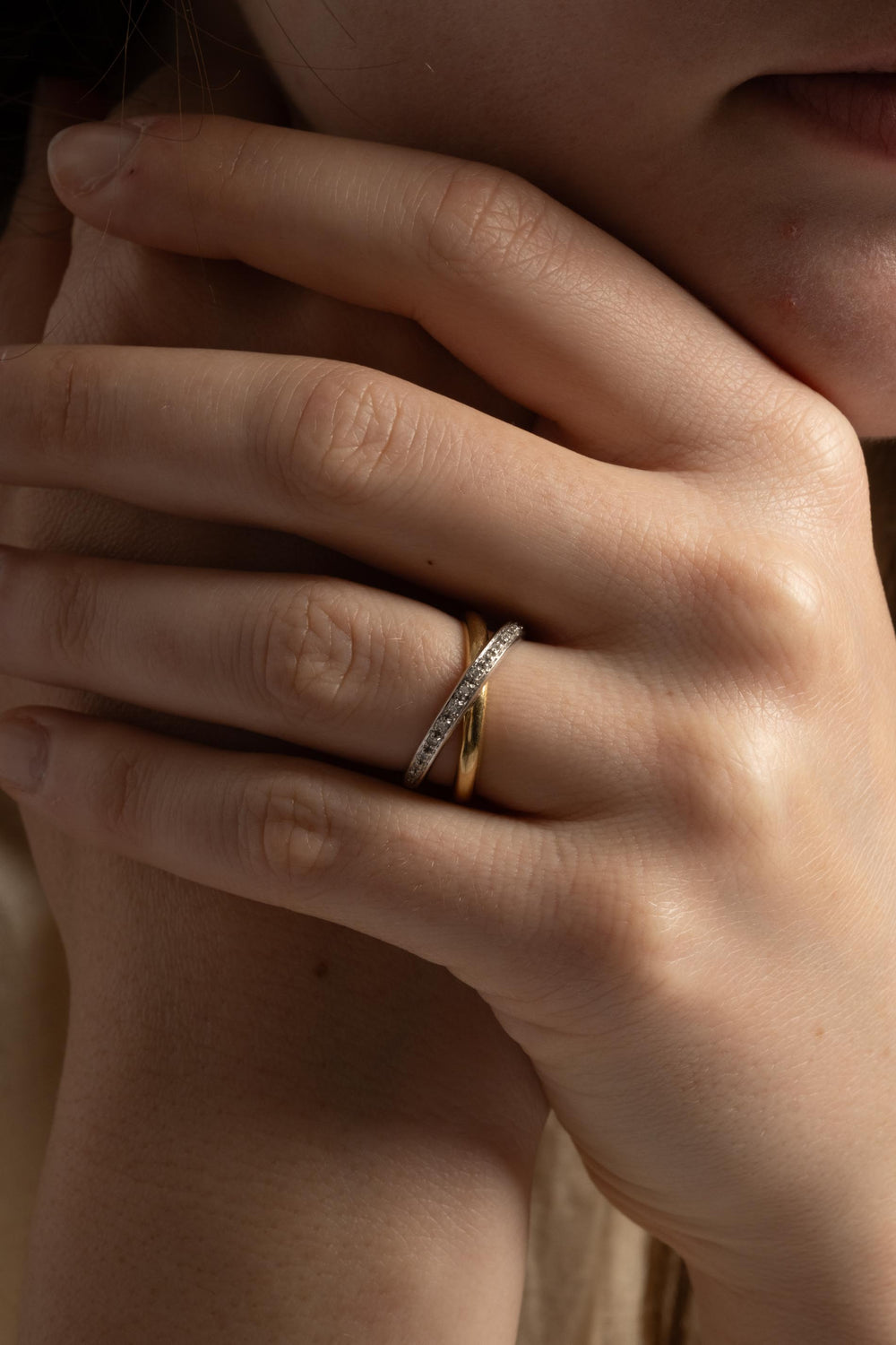 18K Diamond Crossover Ring