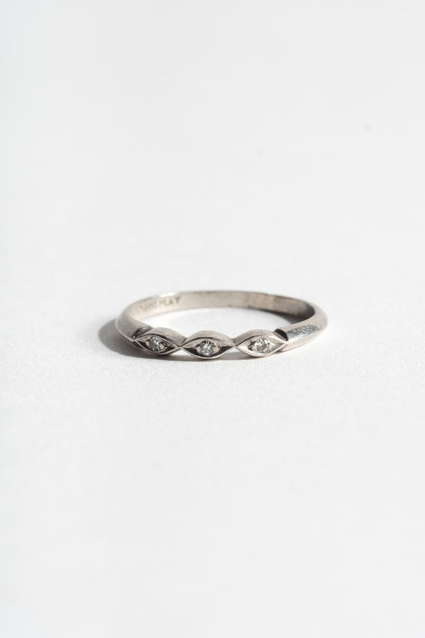 Platinum Deco 3-Stone Diamond Eye Band